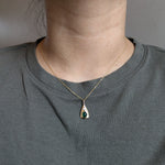 Danya 14K Yellow Gold 0.93cts Cabochon Emerald Diamond Pendant | Oval 7x5mm