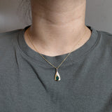 Danya 14K Yellow Gold 0.93cts Cabochon Emerald Diamond Pendant | Oval 7x5mm