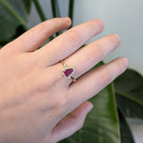 Suki 14k Solid Gold Purple Sapphire Ring with Natural Diamonds Accents | Trillion 8x7mm