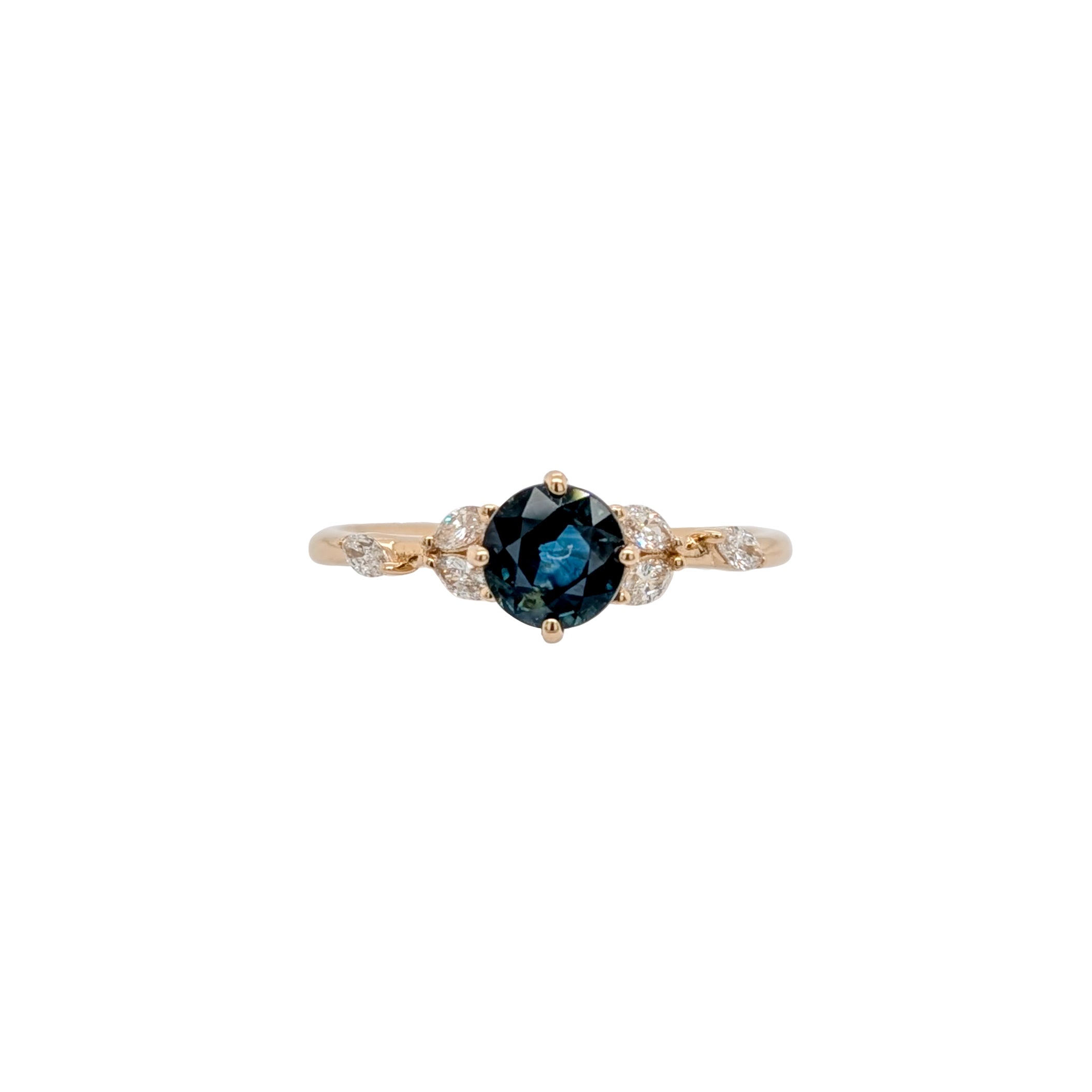Janu 14K Yellow Gold 1.0cts Ceylon Sapphire Diamond Wedding Ring | Round 5mm
