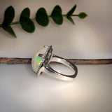 Sasha 14K White Gold 9.43cts Opal Diamond Ring | Oval 20x15mm