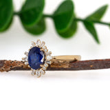 Advika 14K Yellow Gold Ceylon Sapphire Diamond Ring | Oval 8x6mm