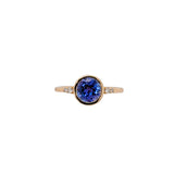Nivya 14K Yellow Gold 1.24cts AAA Tanzanite Diamond Ring | Round 7mm