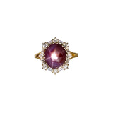 Chitra 14K Yellow Gold Madagascar Star Ruby Diamond Ring | Oval 11x9.5mm
