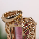 10ct Watermelon Tourmaline Pendant 14K Yellow Gold with Natural Earth Mined Diamonds | EM 26.5x8mm