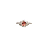 Radha 14K White Gold 0.53cts Padparadscha Sapphire Diamond Ring | Oval 5x4mm