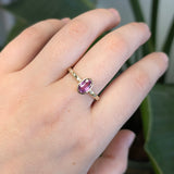 Vivia 14k Solid Gold Pink Sapphire Ring with Natural Diamonds Accents | Oval 7x5mm