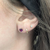 4mm Martini Round Rhodolite Garnet Solitaire Stud Earrings in 14K Yellow Gold