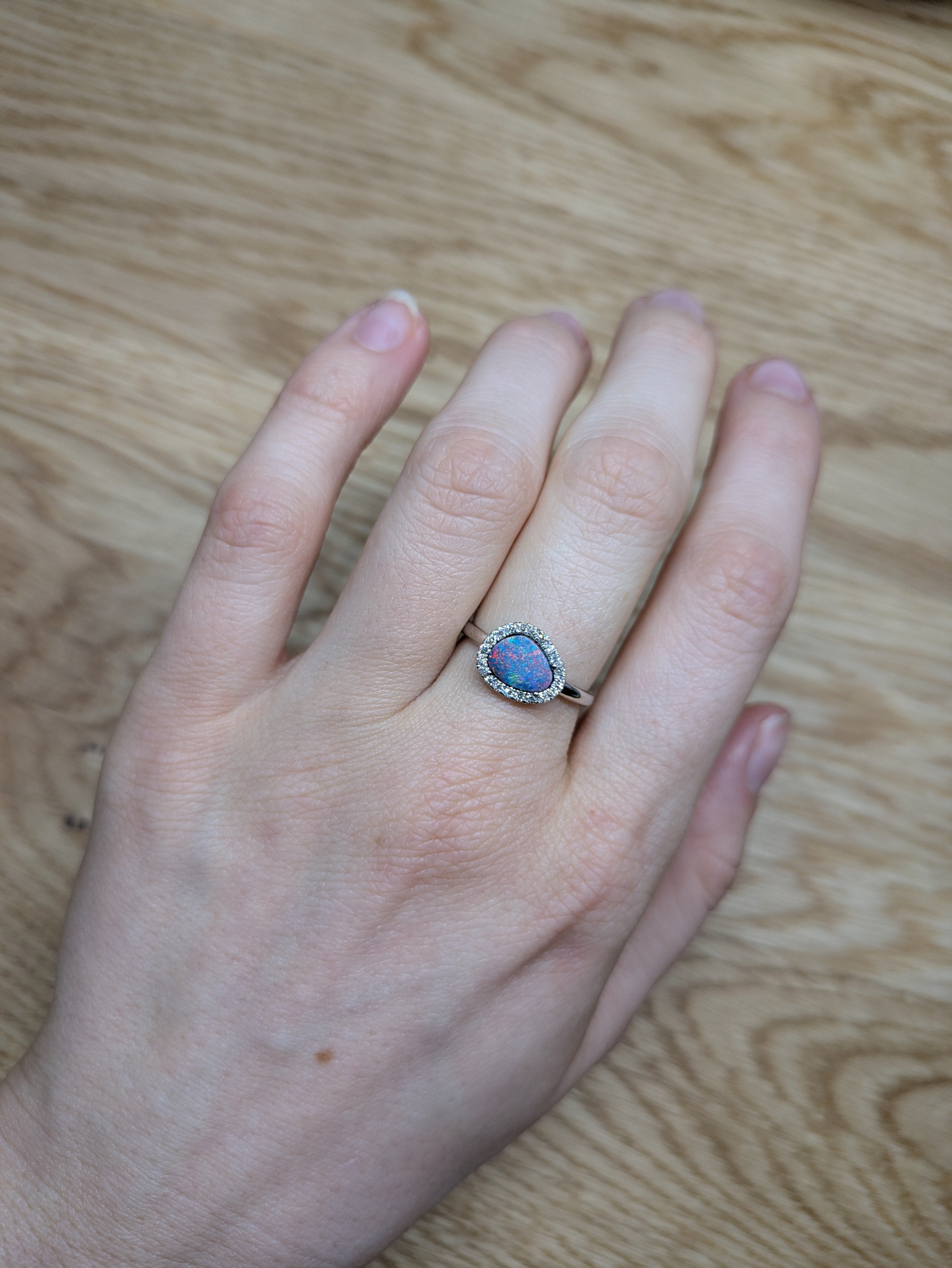 little love 14k white gold 0.91cts boulder opal diamond ring