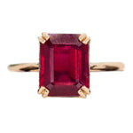 Raha 14K Yellow Gold 4.03cts Ruby Ring | Emerald Cut 9x7mm