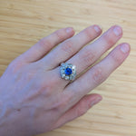 Tomie 14K White Gold 2.13cts Ceylon Sapphire Diamond Ring | Round 7mm