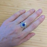 Tomie 14K White Gold 2.13cts Ceylon Sapphire Diamond Ring | Round 7mm