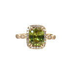 Daksha 14K Yellow Gold 2.7cts Sphene Diamond Ring | Cushion Cut  9x7mm