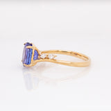 Ziya 14k Solid Gold Tanzanite Ring with Natural Diamond Accents | Oval 9x7mm