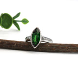 Saksha 14K White Gold 2.84cts Tsavorite Diamond Engagement Ring | Marquise 14X6.5mm