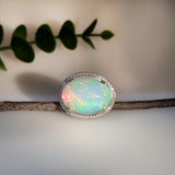 Sasha 14K White Gold 9.43cts Opal Diamond Ring | Oval 20x15mm