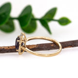 Mehar 14K Yellow Gold Purple Spinel Diamonds Ring | Oval Shape 8x6mm
