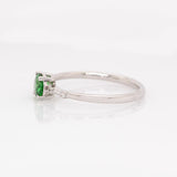 Lyric Solid 14k White Gold Tsavorite Garnet Ring with Natural Diamonds Accents | Round 5mm