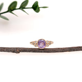 virgo 14k yellow gold 1.26cts purple sapphire diamond ring | oval 7x6mm