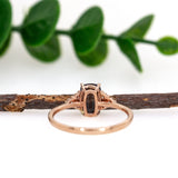 Emma 14K Rose Gold Madagascar Grey Spinel Diamond Ring | Cushion Shape 8x4.5mm