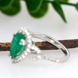 GIA Certified 2.08cts Colombian Emerald Ring w Earth Mined Diamonds in Solid 14K Gold | Pear 10x8mm