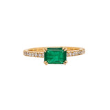 Sidha 14K Yellow Gold Colombian Emerald Diamond Ring | EM 7x5mm