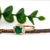 Cati 14K Yellow Gold 1.28cts Emerald Diamond Engagement Ring | Emerald Cut 6.5mm