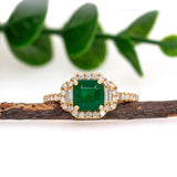 Cati 14K Yellow Gold 1.28cts Emerald Diamond Engagement Ring | Emerald Cut 6.5mm