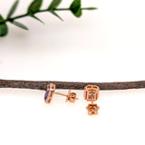 Hina 14K Rose Gold 0.88cts Tanzanite Diamond Stud Earrings | Emerald Cut - 6x4mm