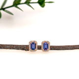 Hina 14K Rose Gold 0.88cts Tanzanite Diamond Stud Earrings | Emerald Cut - 6x4mm