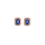 Hina 14K Rose Gold 0.88cts Tanzanite Diamond Stud Earrings | Emerald Cut - 6x4mm
