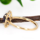 Mehar 14K Yellow Gold Purple Spinel Diamonds Ring | Oval Shape 8x6mm