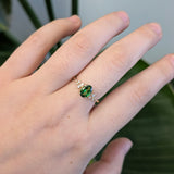 Aranya 14k Solid Gold Tsavorite Garnet Ring with Natural Diamonds Accents | Round 7x5mm