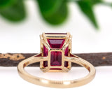 Raha 14K Yellow Gold 4.03cts Ruby Ring | Emerald Cut 9x7mm