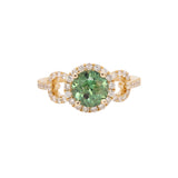 Naya 14k Solid Gold Demantoid Ring with Natural Diamonds Accents | Round 6.5mm