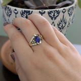 Yashika 14K Yellow Gold Tanzanite Diamond Ring | Oval 8x6mm
