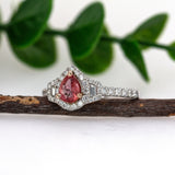 Anya 14K White Gold 0.52cts Padparadscha Sapphire Diamond Ring | Pear 6x4.5mm