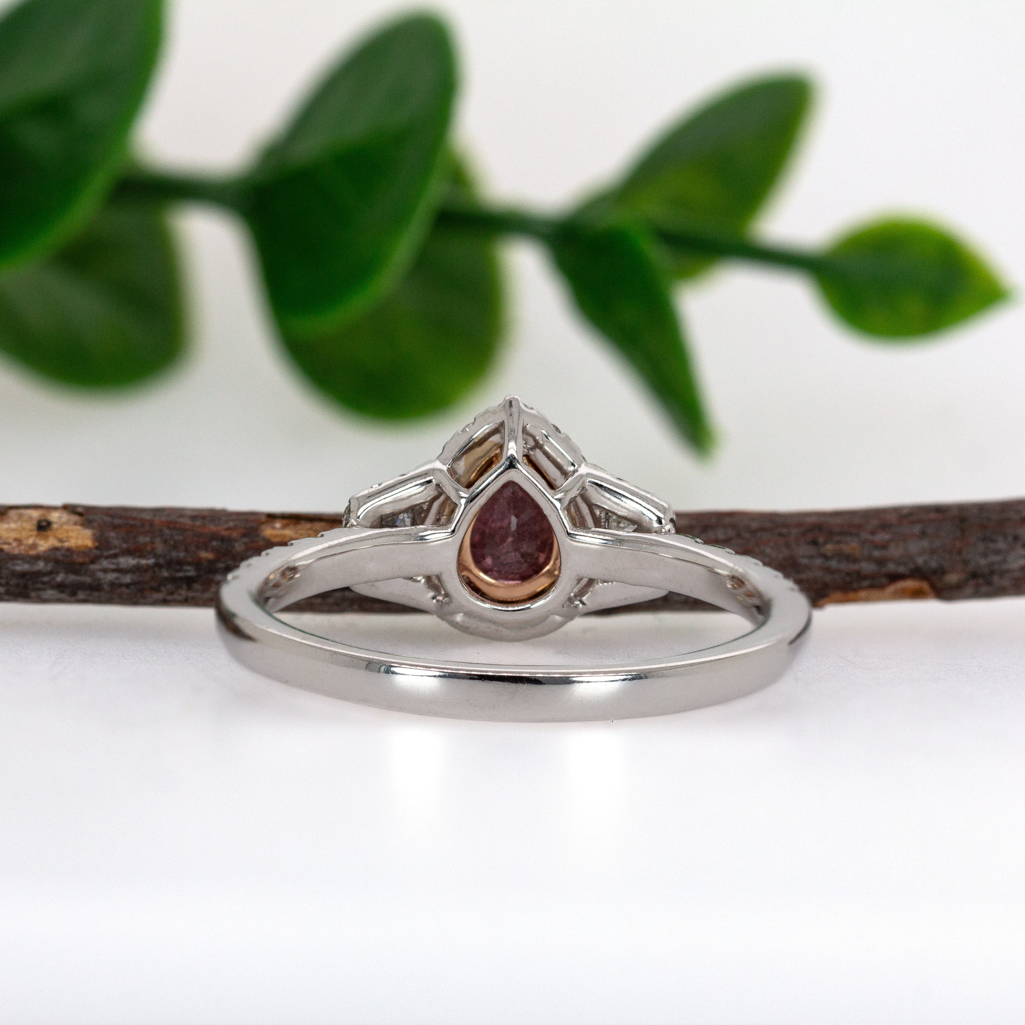 Anya 14K White Gold 0.52cts Padparadscha Sapphire Diamond Ring | Pear 6x4.5mm