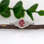 Anya 14K White Gold 0.52cts Padparadscha Sapphire Diamond Ring | Pear 6x4.5mm