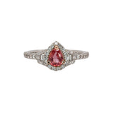 Anya 14K White Gold 0.52cts Padparadscha Sapphire Diamond Ring | Pear 6x4.5mm