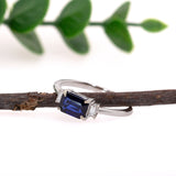 Ami 14K White Gold 1.07cts Sapphire Diamond Ring | Emerald Cut 7x5mm