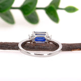 Ami 14K White Gold 1.07cts Sapphire Diamond Ring | Emerald Cut 7x5mm