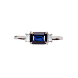 Ami 14K White Gold 1.07cts Sapphire Diamond Ring | Emerald Cut 7x5mm