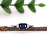 Ami 14K White Gold 1.07cts Sapphire Diamond Ring | Emerald Cut 7x5mm