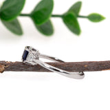 Ami 14K White Gold 1.07cts Sapphire Diamond Ring | Emerald Cut 7x5mm