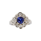Yeri 14K White Gold 2.13cts Ceylon Sapphire Diamond Ring | Round 7mm