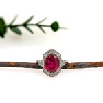 Nitya 14K White Gold 5.08cts Madagascar Ruby Diamond Ring | Oval 11x9mm