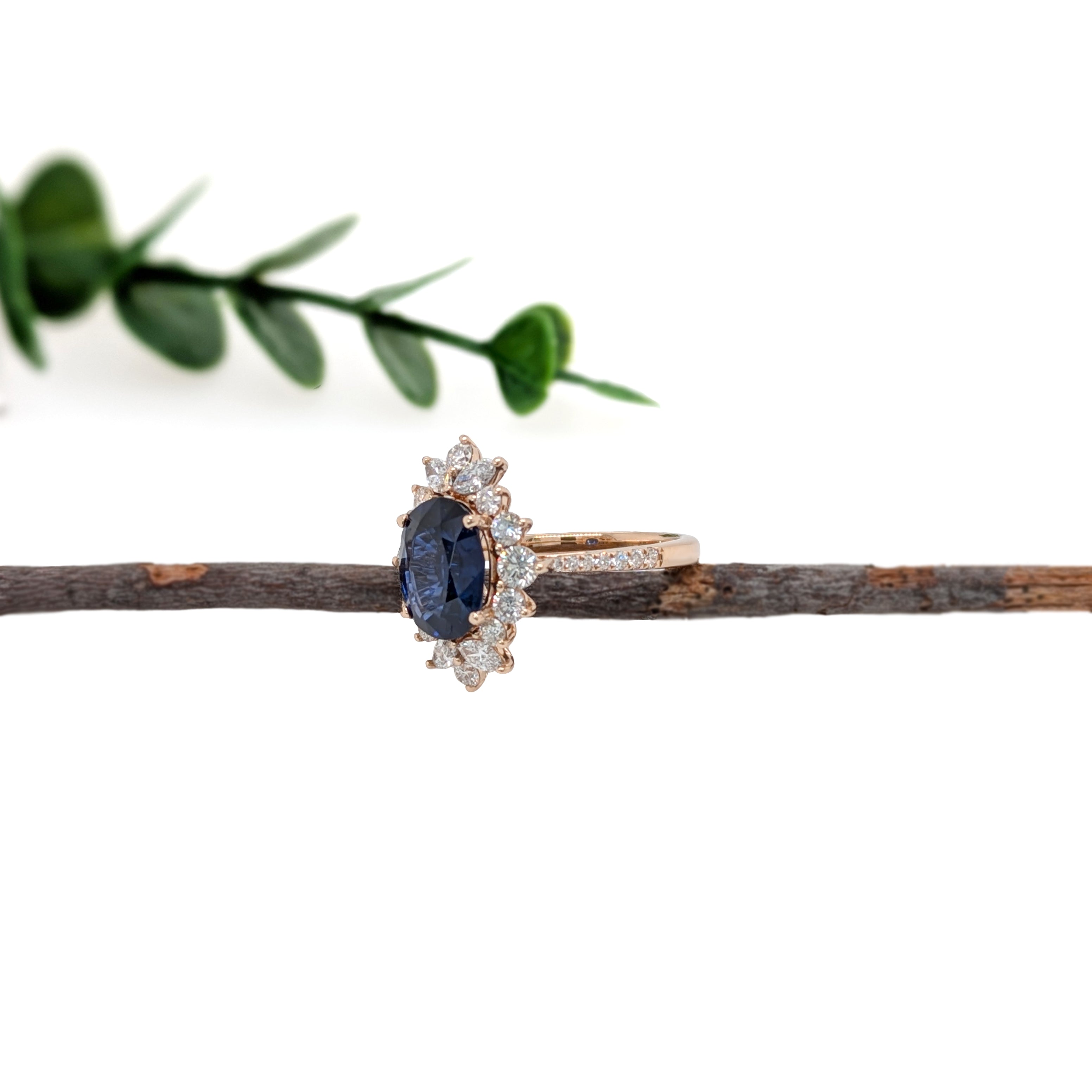 Forever Promise 14K Yellow Gold 3.13ctsBlue Sapphire Diamond Ring | Oval 10x8mm