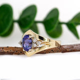 Yashika 14K Yellow Gold Tanzanite Diamond Ring | Oval 8x6mm