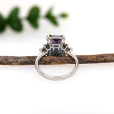 Tessa 14K White Gold Bi-Color Tourmaline Diamond Ring | Emerald Cut 12x8mm